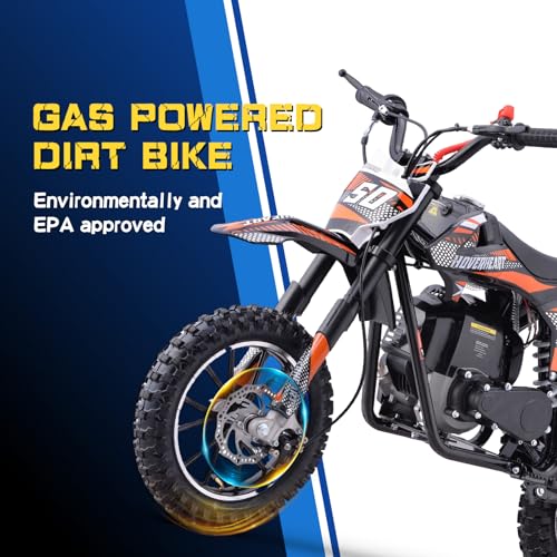 Hoverheart Gas Dirt Bike, 50cc 4-Stroke Gas Powered Kids Off Road Motorcycle (Model-DB4S004) with Off-Road Tire, Suspensions, Disc Brakes