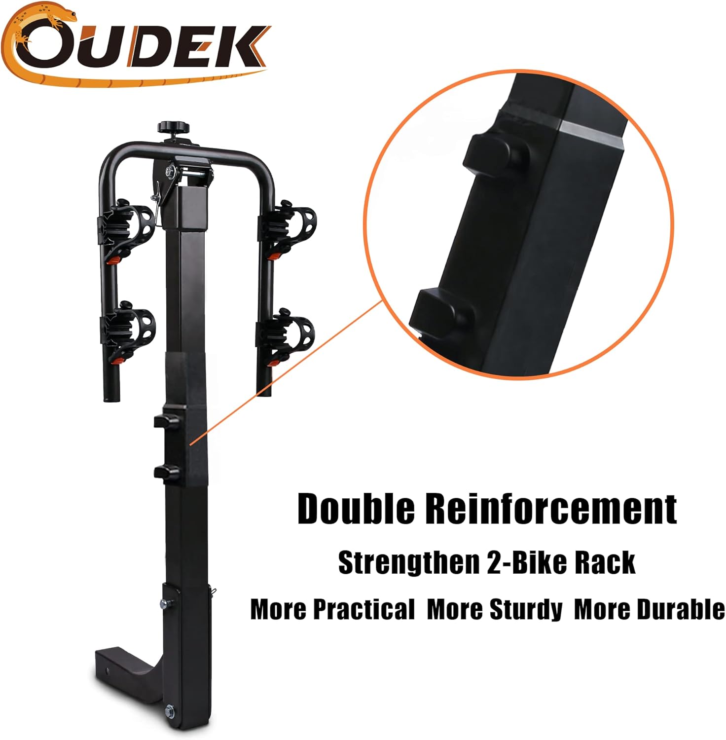OUDEK 2-Bike Rack Bicycle Hitch Mount Carrier Rack for Cars, Trucks, SUV and Minivans Foldable Bike Rack with a 2" Hitch Receiver (Strengthen)