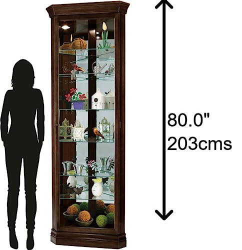 Howard Miller Dustin Curio Cabinet 680-484 – Espresso Finish, Vertical Home Decor, Six Glass Shelves, Seven Level Display Case, Locking Door