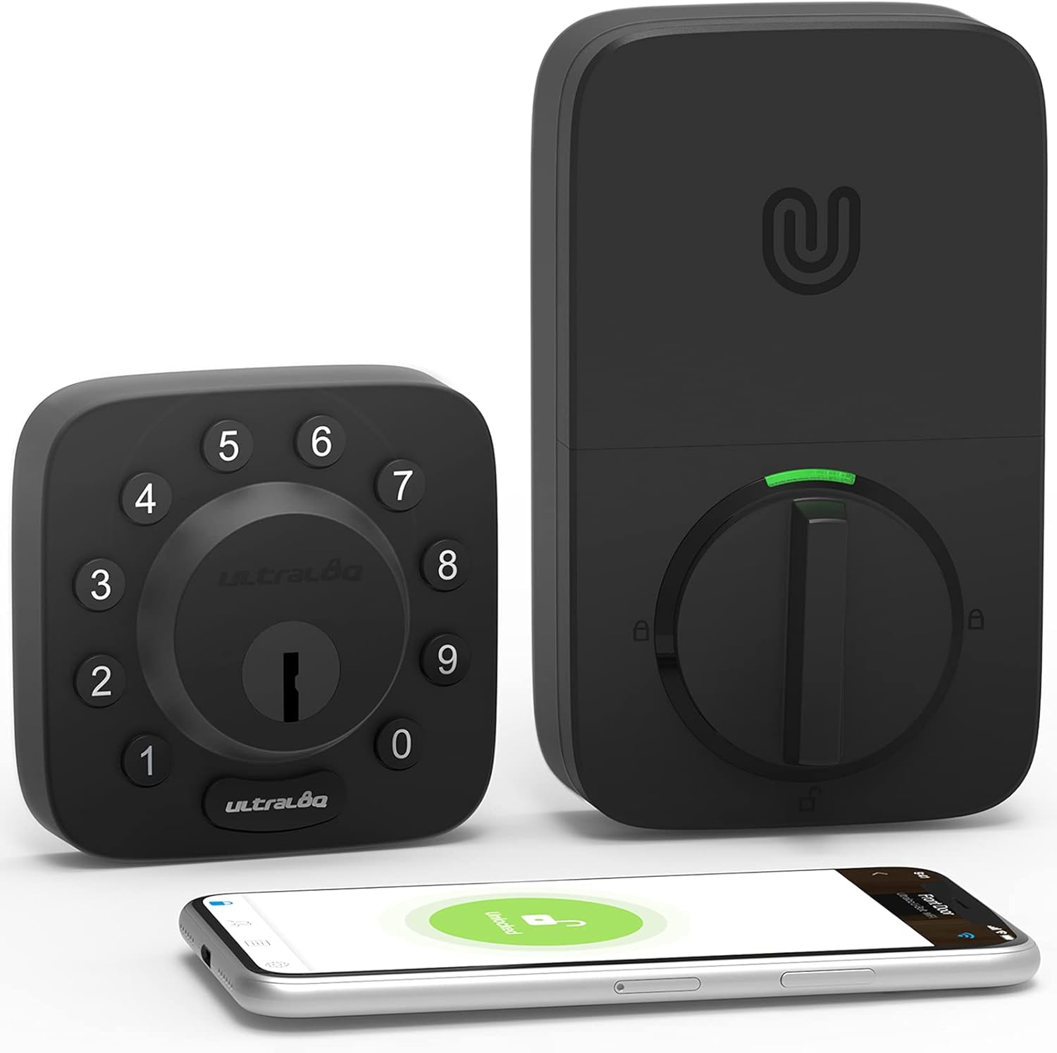 ULTRALOQ Smart Door Lock U-Bolt (Satin Nickel) + Bridge WiFi Adaptor, 5-in-1 Keyless Entry Door Lock with WiFi, Bluetooth and Keypad