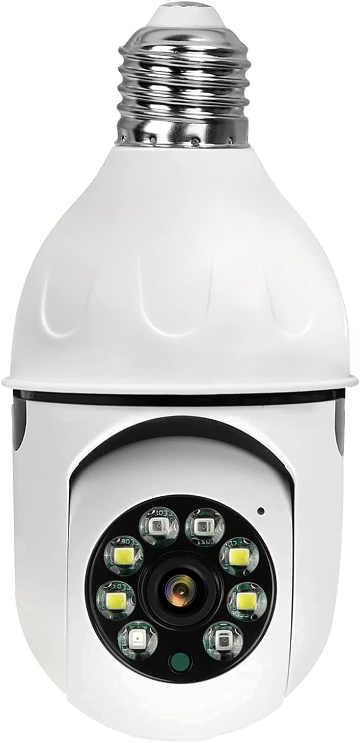 WooLink E27 Bulb Camera, 1080P Security Camera System with 2.4GHz WiFi, 360 Degree Panoramic Wireless Home Surveillance Cameras, Night Vision