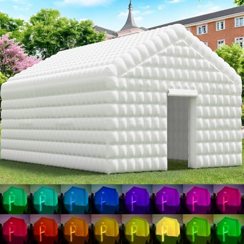 CZGBRO Large Inflatable Nightclub with Light, 20X16.5X12FT White Disco Cube Gazebo Event House Portable Inflatable Party Tent for Birthday, Wedding