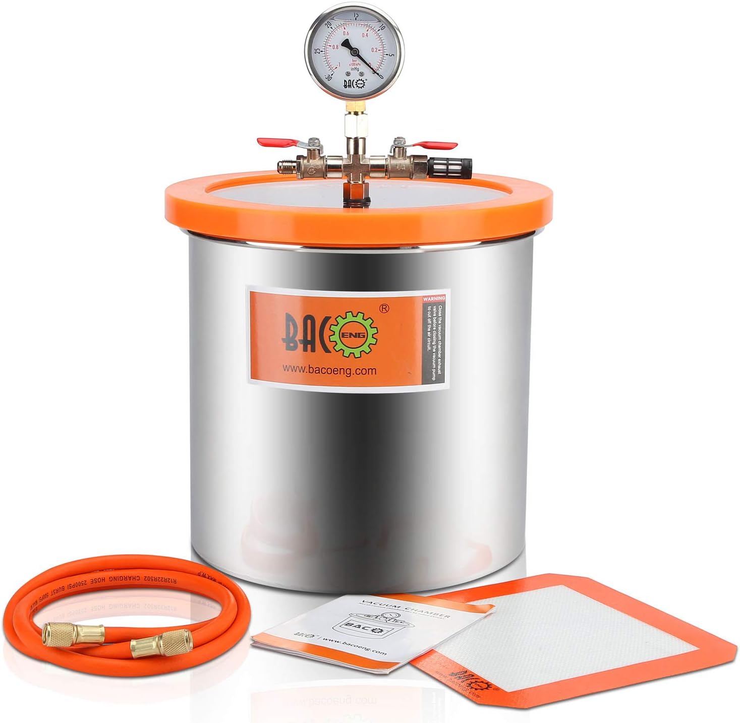 BACOENG 3 Gallon Vacuum Chamber Kit with 3.6 CFM 1 Stage Vacuum Pump HVAC