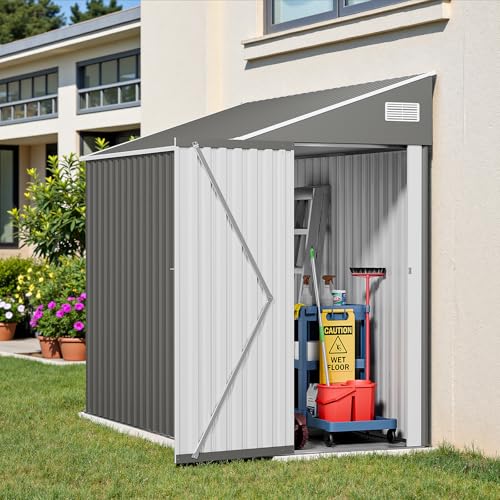 NicBex 6×5 Resin Outdoor Storage Shed with Floor & Window– All-Weather Lockable Small Tool Shed