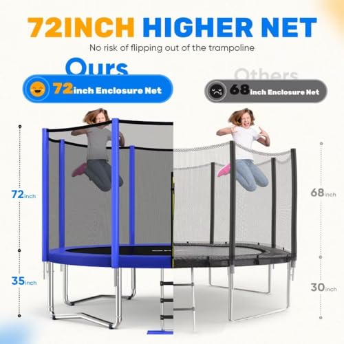 ORCC 1200LBS Weight Capacity Trampoline 16 15 14 12 10 8FT Outdoor Yard Trampolines for Kids Adults Outdoor Yard Trampolines for Kids Adults