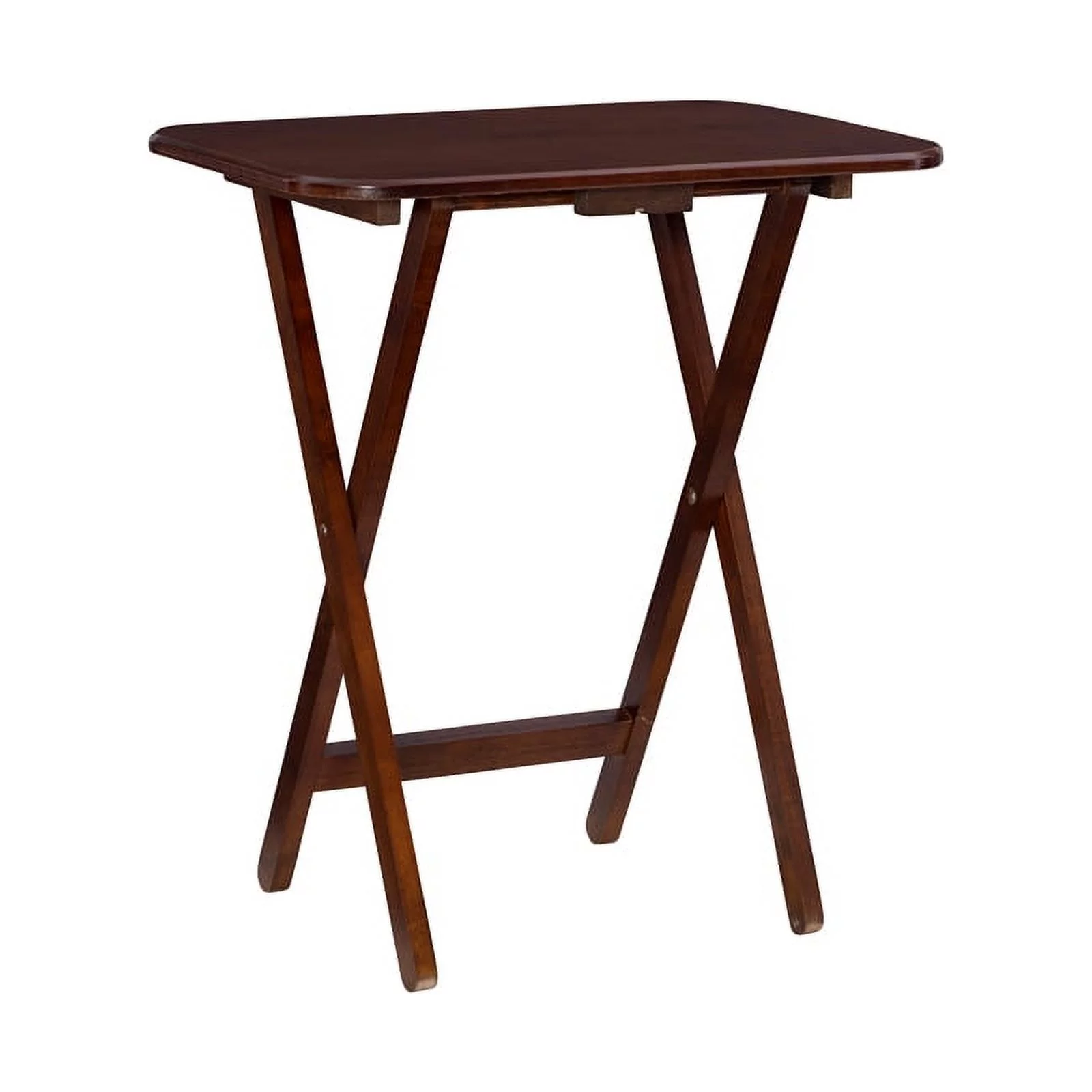 Pemberly Row Transitional Solid Wood Tray Tables in Dark Cherry