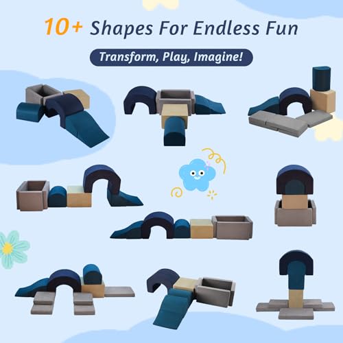 7 Pieces Climbing Toys and Blocks - Indoor Soft Foam Climber PlaySet for Toddlers, Kids, and Babies Ages 1-3 - Perfect for Crawling and Ball Pit Play