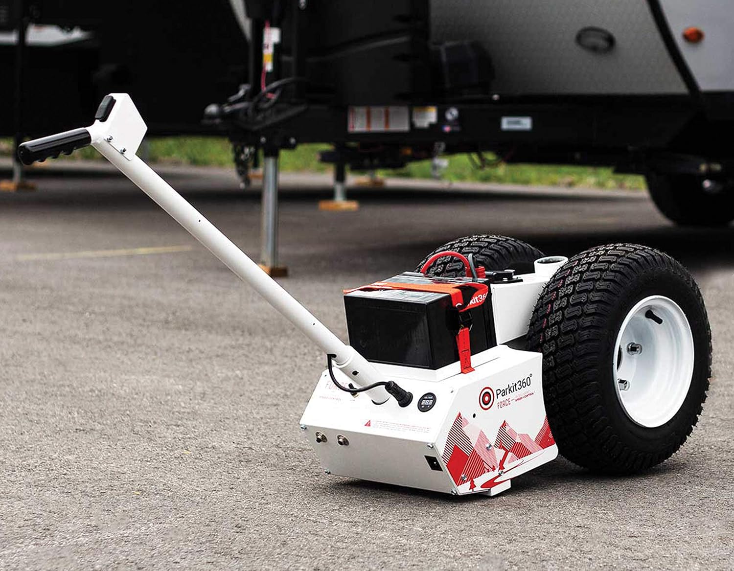 Parkit360 5K B2 Battery Powered Trailer Jack Utility Dolly for Easy Pulling with 2 Hitch Balls Included, Great for Camper, Cargo, and Boat Trailers