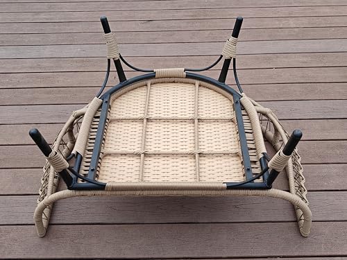 Oversize 360°Swivel Egg Chair Patio Rotating Rattan Egg Basket Lounge Chair, Wicker Egg-Shaped Chair w/Steel Frame Stand and 4 Cushions for Patio