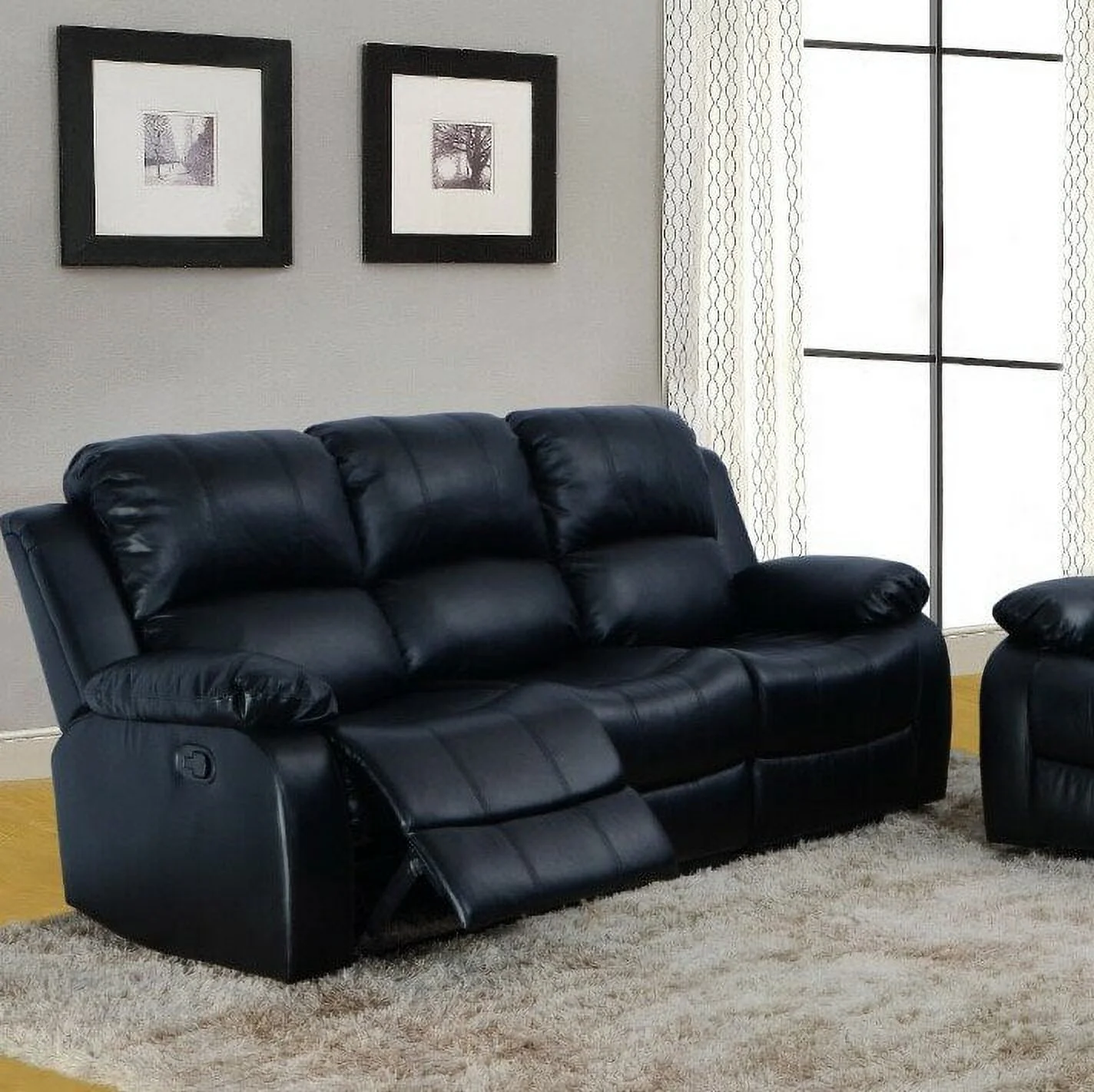 PonLiving Furniture Faucher Reclining 3 Piece Living Room Set / Upholstery: Black Faucher Reclining 3 Piece Living Room Set / Upholstery: Black
