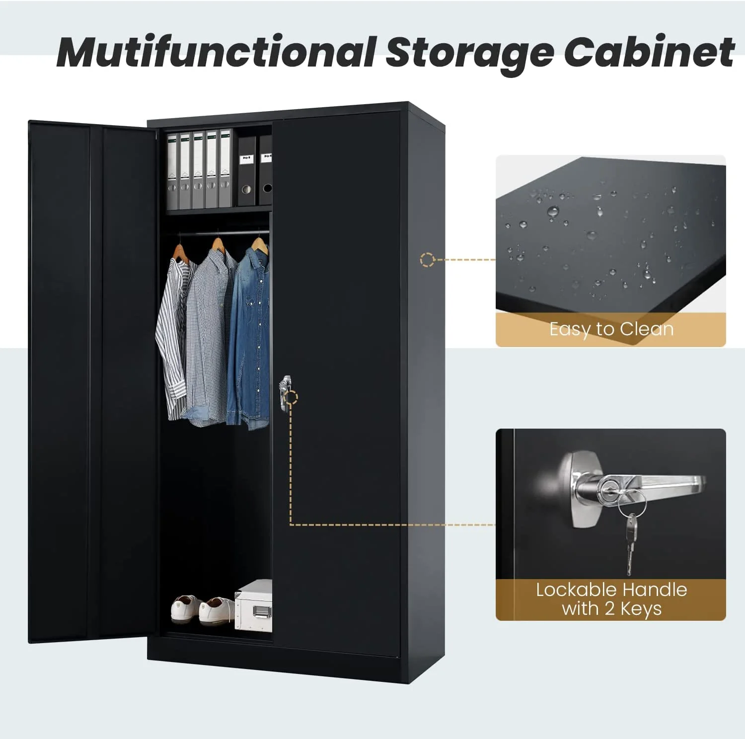 HOOMHIBIU Metal  Cabinets Locker with Locking Door  72''