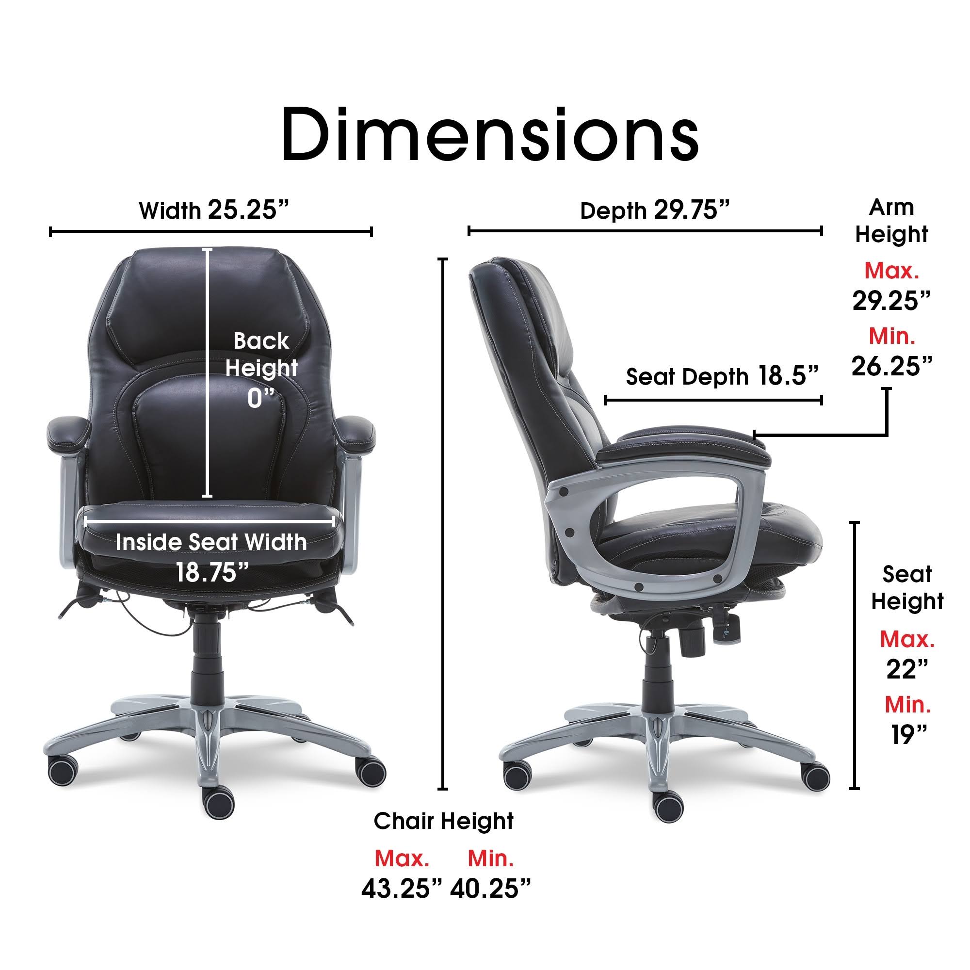 Serta Back in Motion Bonded Leather Health and Wellness Executive Office Chair (Black)