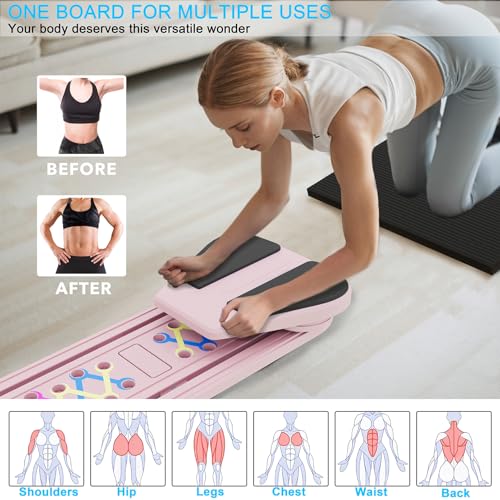 Pilates Board, 6 in 1 Pilates Reformer Set, Foldable Pilates Reformer Machine with Resistance Bands & Ab Trainer for Home Workout