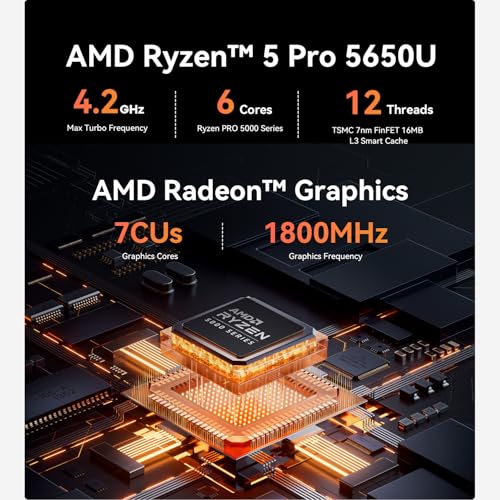 Beelink Mini PC EQR5 5825U AMD Ryzen 7 Processor(8C/16T, up to 4.5GHz), Micro Computer 16GB DDR4 500GB SSD Built-in PSU