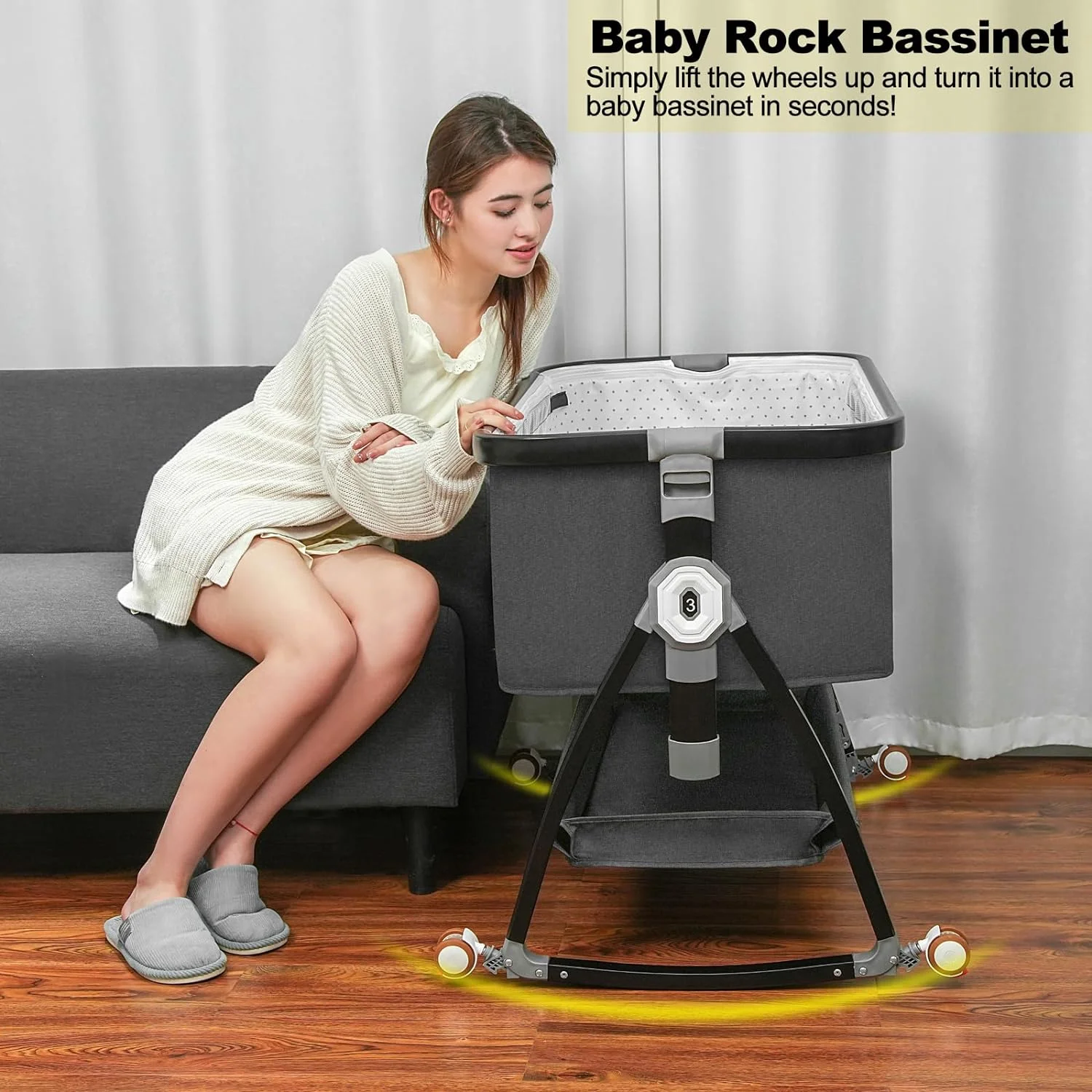 Baby Bassinet Bedside Sleeper. Bedside Bassinet for Baby. 3 in 1 Bedside Crib with Adjustable 6 Height. Portable Bassinet for Newborn/Infant. Baby