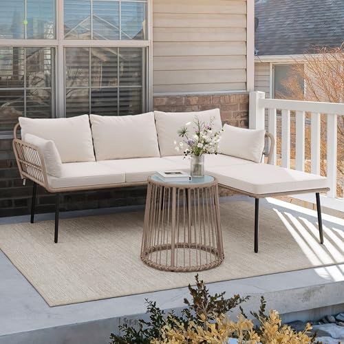 YITAHOME 5 Pieces Outdoor Patio Dining Table Chair Set,Wicker Patio Dining Set,Outdoor Rattan Dining Table Set for Patio, Backyard, Balcony