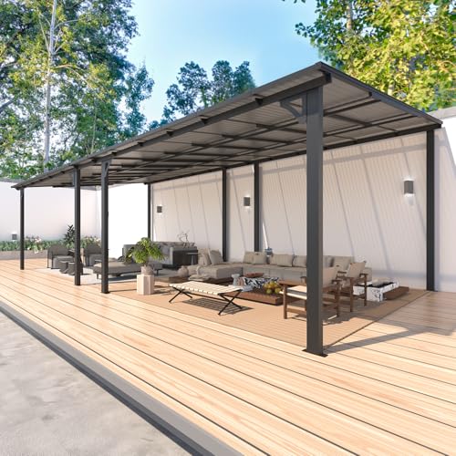 AECOJOY 10&rsquo; x 10&rsquo; Gazebo, Wall Mounted Gazebos Pergola on Clearance, Outdoor Patio Lean to Gazebo Awnings for Deck, Porch