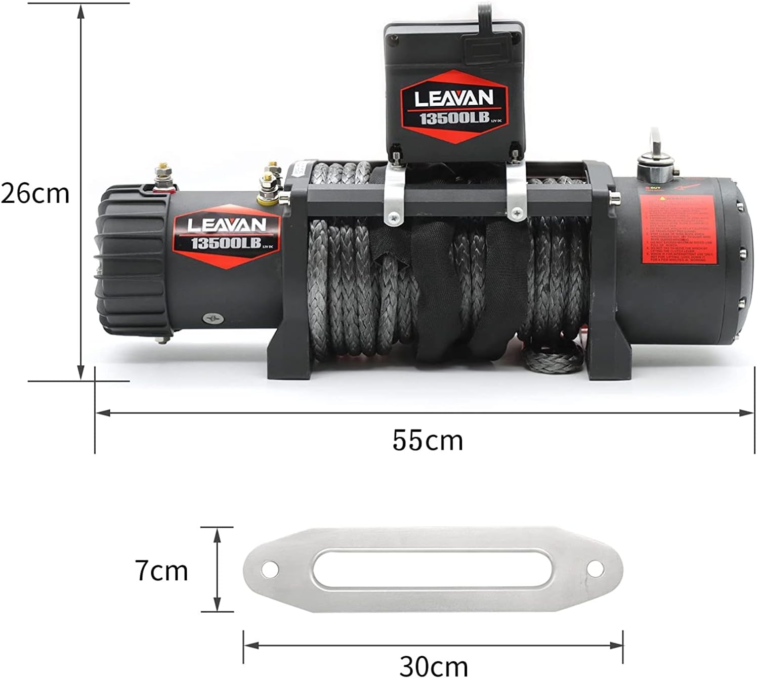 LEAVAN 13500 LB Electric Winch,12V DC Winch with Steel Cable Wire Rope: 21.5L x 6.3W x 8.6 H, 6.2 Ton Pulling Capacity