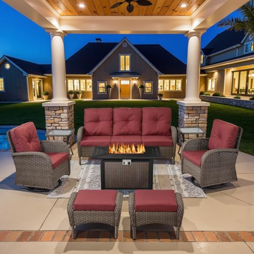 Patio Wicker Chairs Swivel Rocker - Outdoor Swivel Rocking Chairs Set of 2 with Rattan Side Table