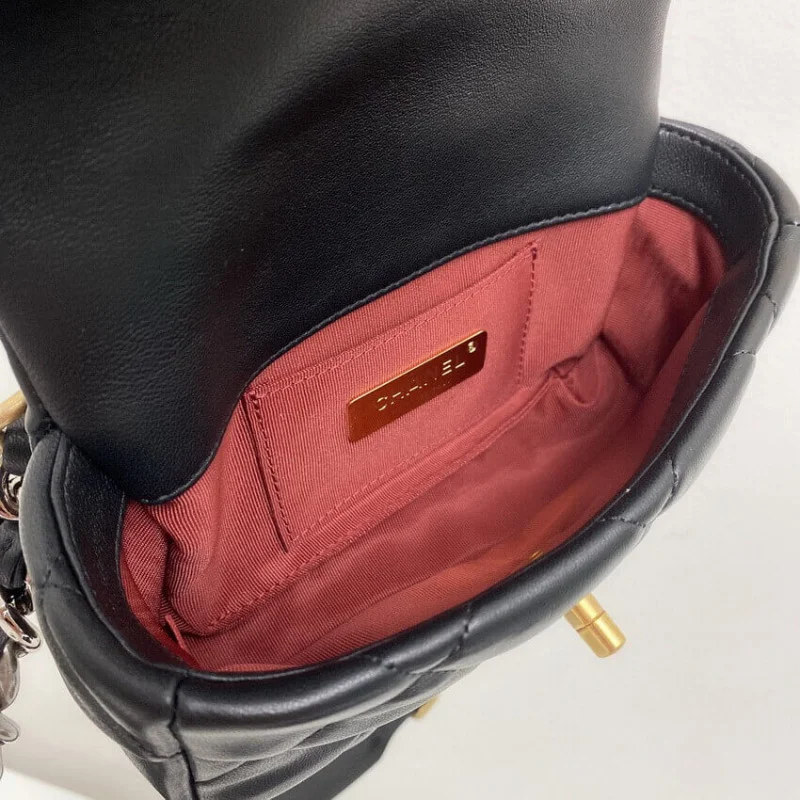 Chanel Lambskin Quilted Chanel 19 Waist Bag As1163 Black