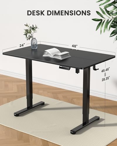 ErGear Height Adjustable Electric Standing Desk, 48 x 24 Inches Sit Stand up Desk, Memory Computer Home Office Desk with Two-Piece Desktop (Walnut)