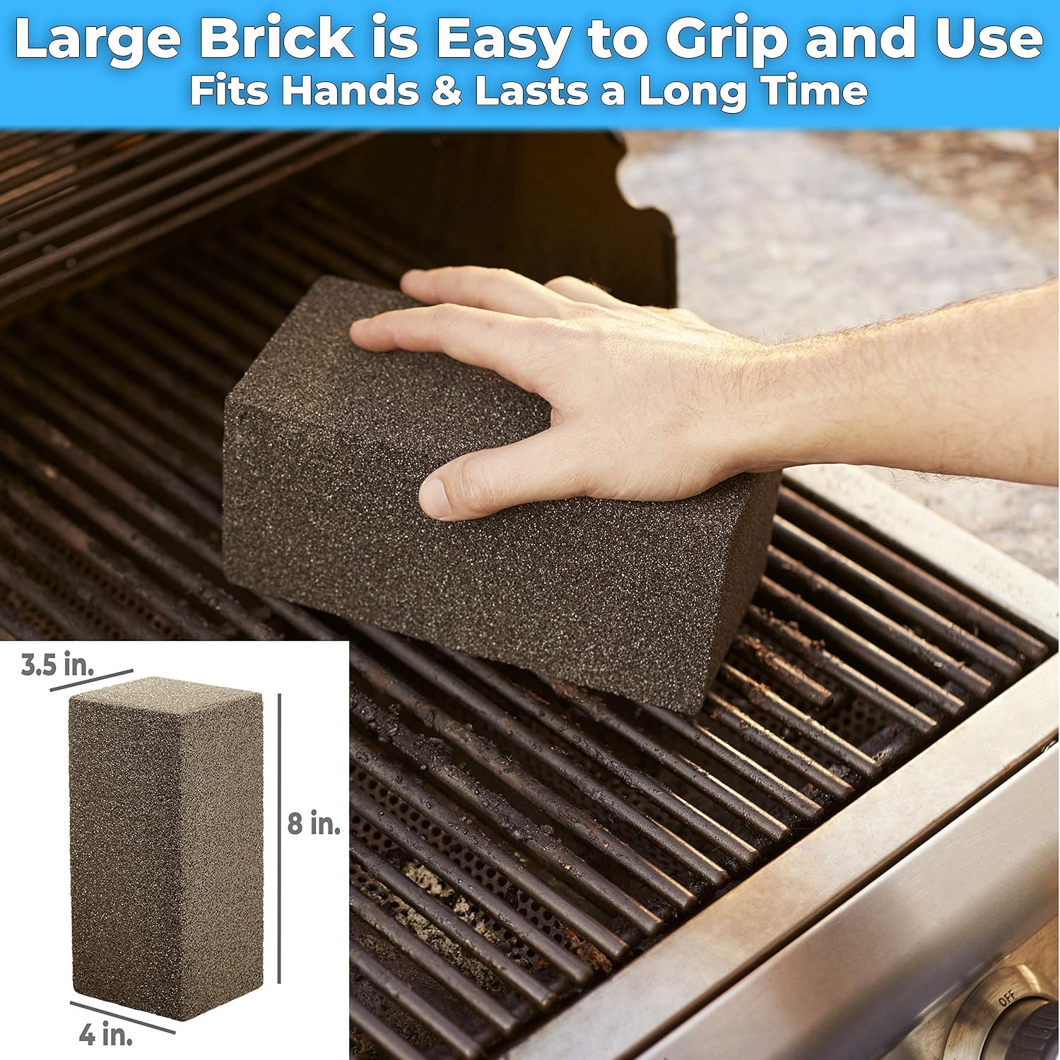 Non Toxic, Restaurant Grade Grill Cleaning Brick 4 Pack. Reusable, Non Scratch Pumice Stone Bricks for Smokers, Flat Top Grills, BBQ Grates