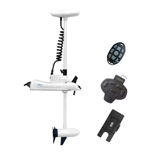 AQUOS HASWING Black 12V55LBS 48inch Bow Mount Trolling Motor with Remote Control, Wired Foot Control