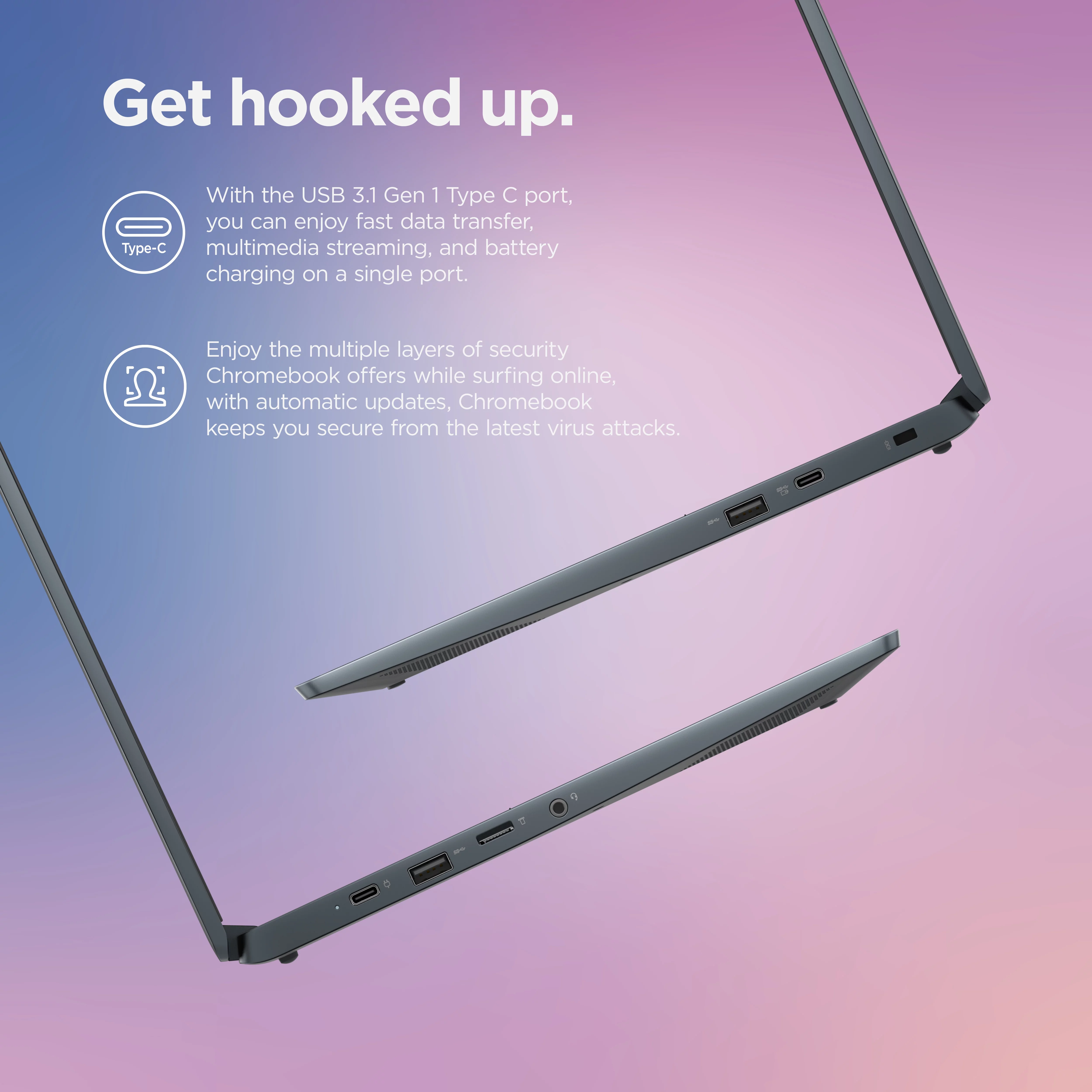 Lenovo ChromeBook 3 14" with Headset Bundle, Celeron N4020, 4G RAM, 64G eMMC, Chrome OS, Abyss Blue, 82C1002AUS