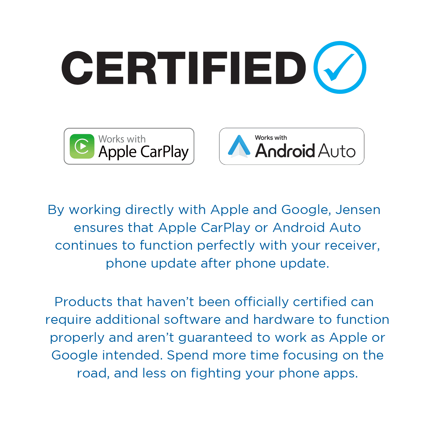 JENSEN J1CA7 7-inch Certified Apple CarPlay Android Auto, Double DIN Car Stereo Radio, New
