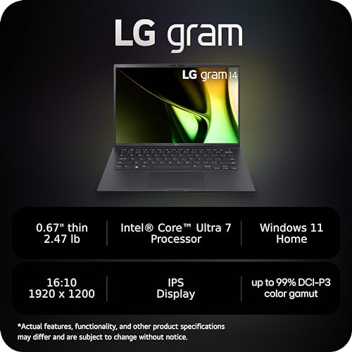 LG gram 14-Inch Lightweight Laptop Intel Evo Edition - Intel Core Ultra 5 Processor Windows 11 Home 8GB RAM 512GB SSD - White