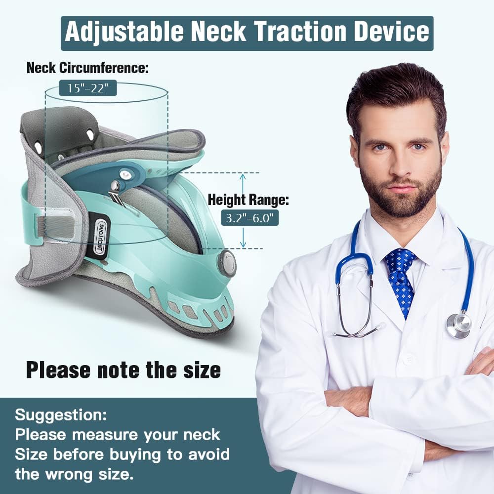 Tech Love Cervical Neck Traction Device, Adjustable Neck Brace for Neck Pain Relief&Shoulder Pain Relief