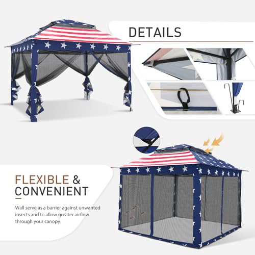 COOS BAY 11x11 Pop Up Instant Gazebo Tent with Mosquito Netting Outdoor Canopy Shelter with 121 Square Feet of Shade (Beige)