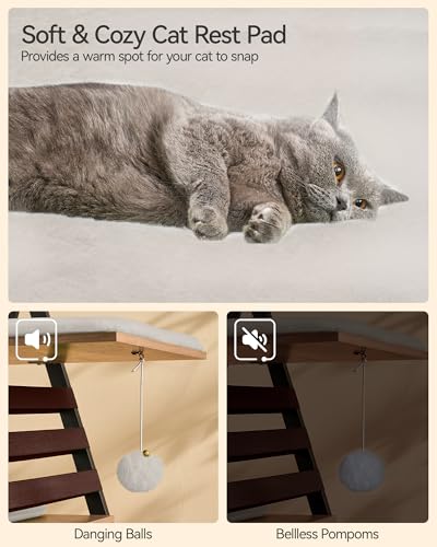FourFurPets 72.4" Modern Cat Tower for Indoor Cats - Multi-Level Condo With Caves, Tall Tree With Scratching Board, Wooden Tower With Large Perch