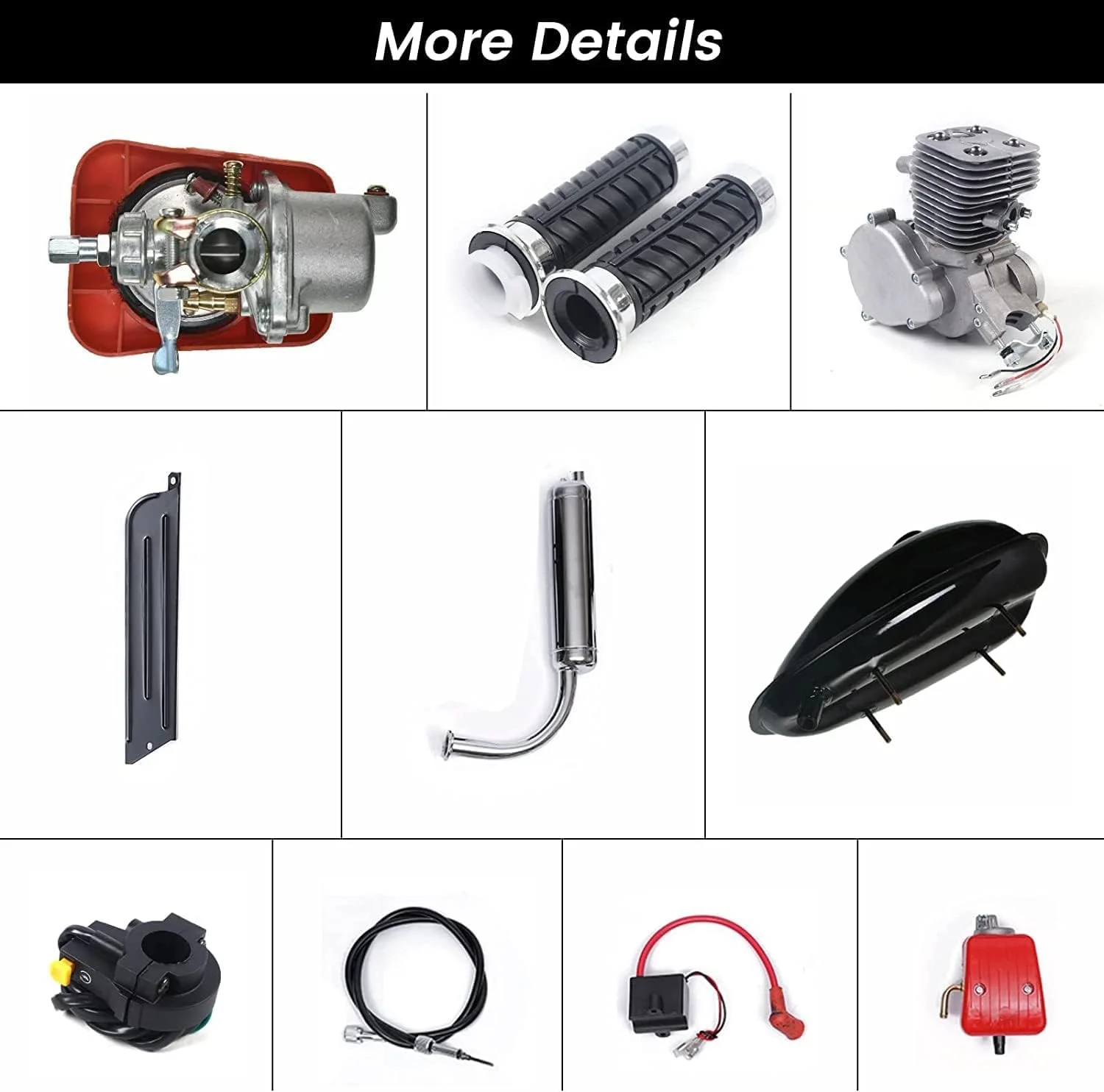 100CC Bicycle Engine Kit, 2 Stroke/4 Stroke Bike Motor Kit, Air-Cooling Modified Full Set Petrol Gas Motor Conversion Kit