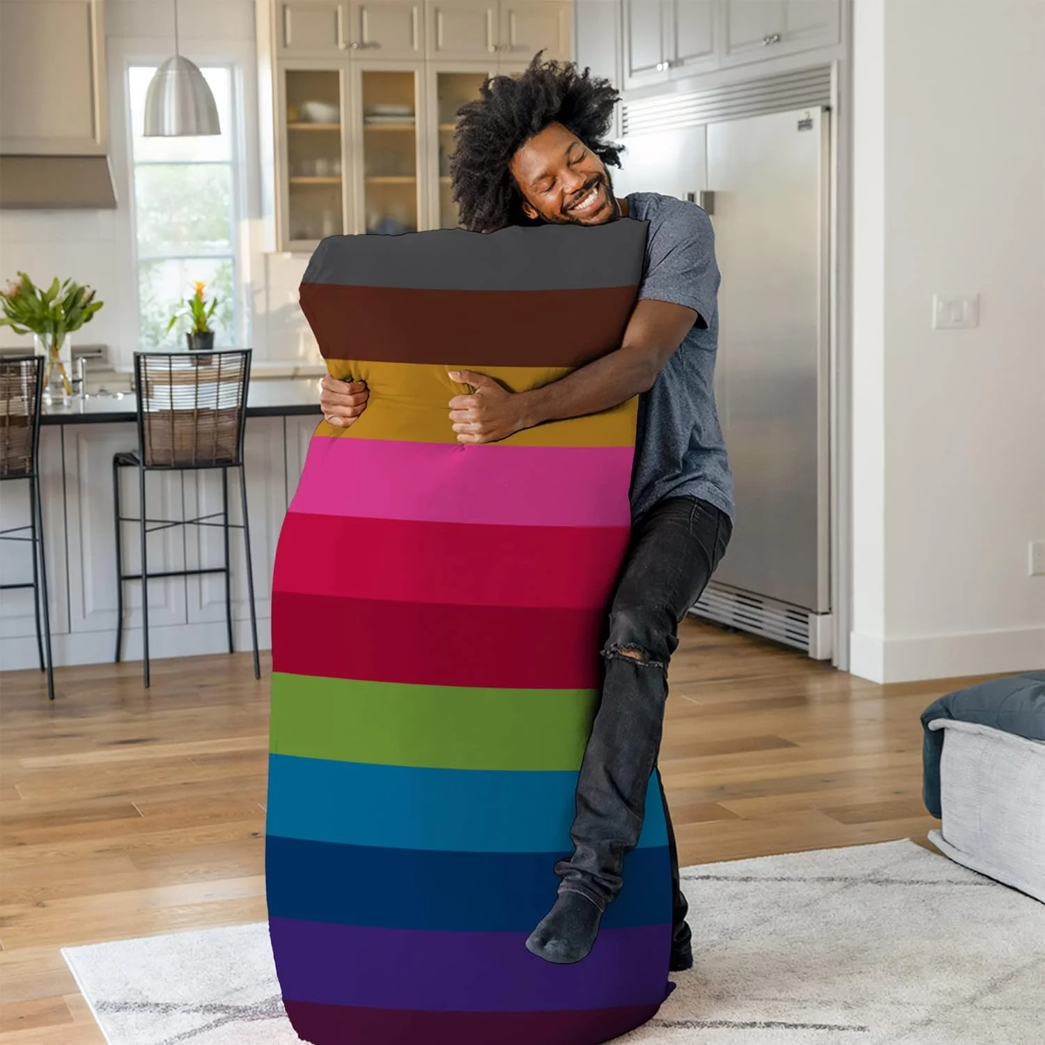 Max 6 Foot Big Giant Large Adult Bean Bag Chair, Huge Jumbo Oversized Massive Beanbag Bed Couch Sofa Sack, Comfy Plush Soft Sensory, Washable Cover