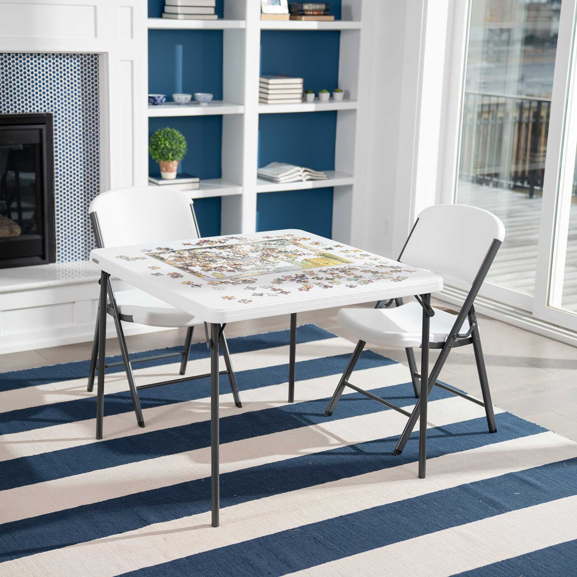 Lifetime 37 inch Square Folding Table, Indoor/Outdoor Commercial Grade, White Granite (80783)