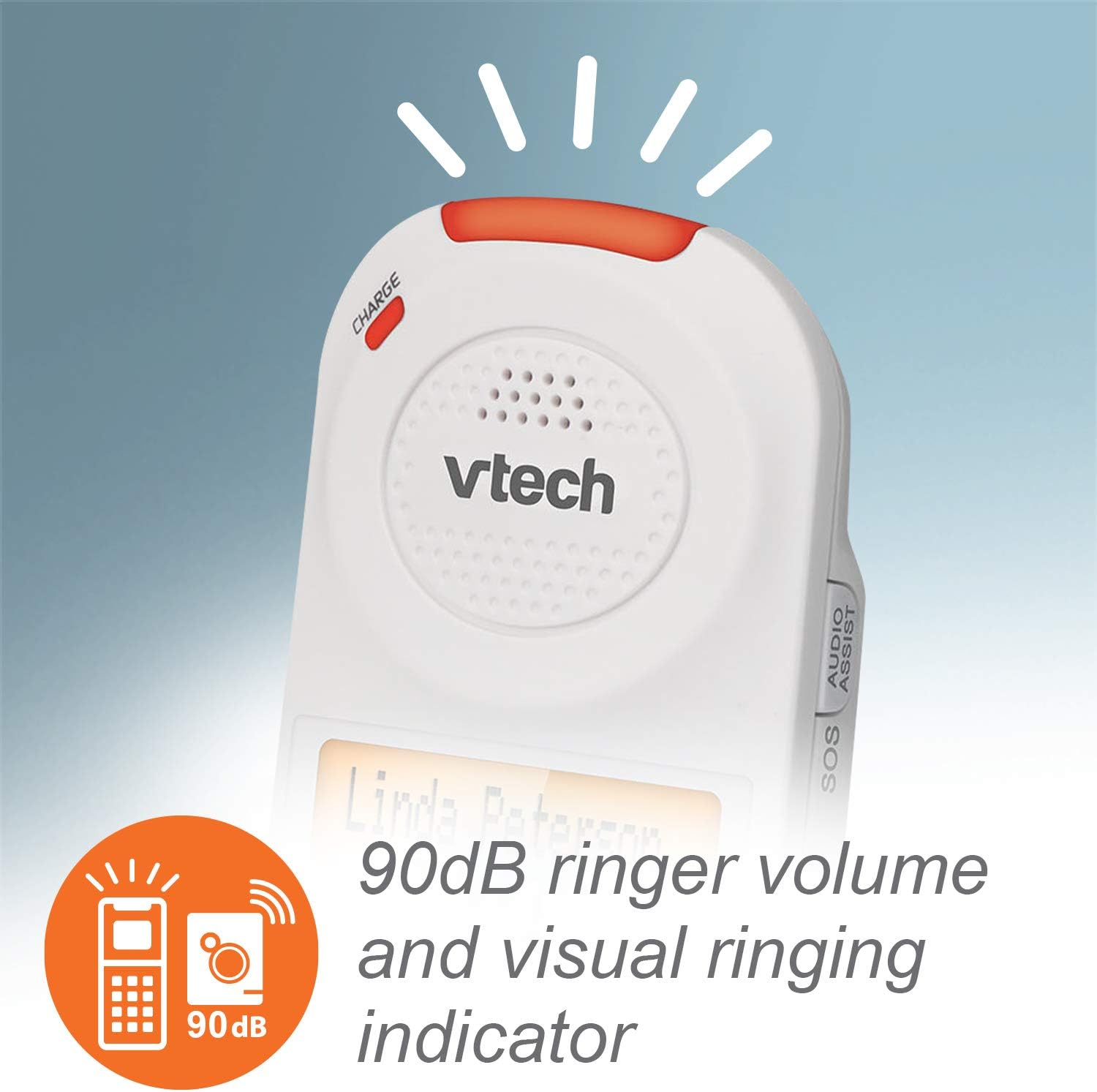 VTech SN5147 Amplified Corded/Cordless Senior Phone with Answering Machine, Call Blocking, 90dB Extra-loud Visual Ringer