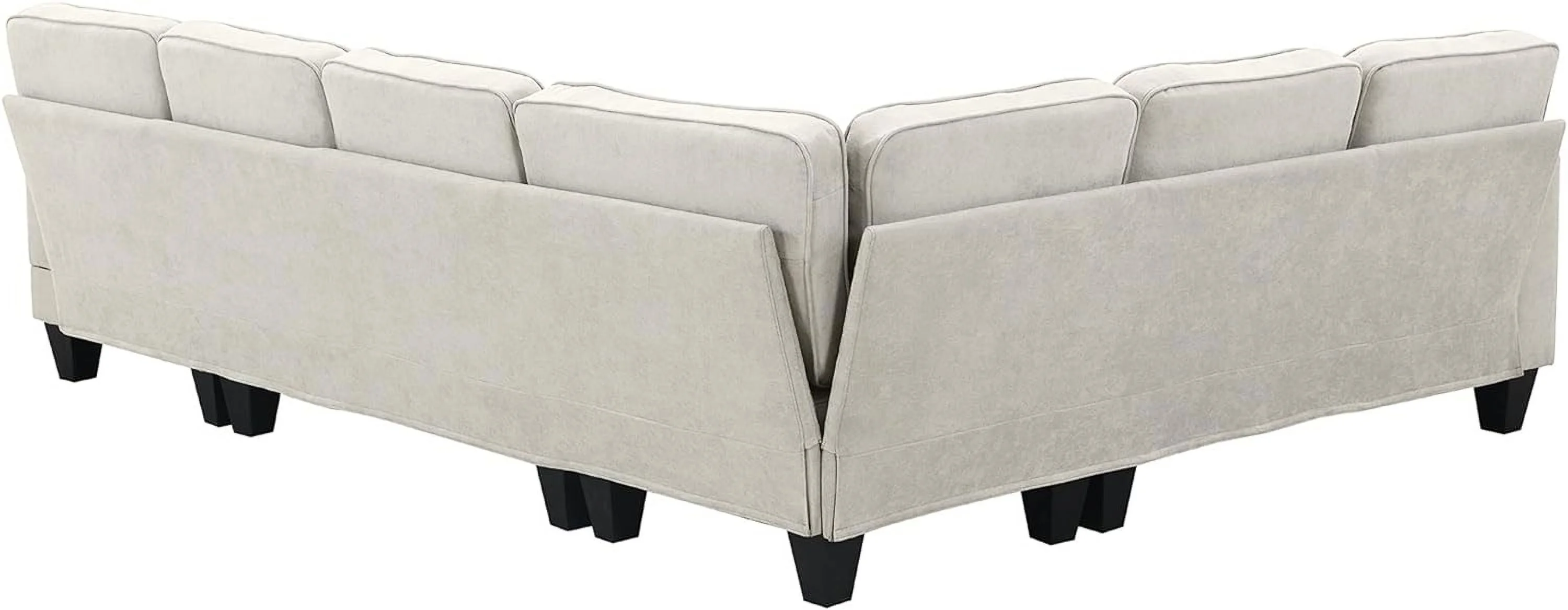 U Shape Sectional Sofa,7-Seat Fabric Sectional Sofa Set With 3 Pillows,Fabric Corner Couch With Backrest And Armrest For Living Room, Apartment