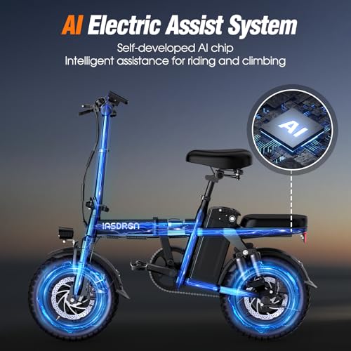 A14 Electric Bike – Premium Adult E-Bike with AI-Powered Pedal Assist, 9 Shock Absorbers, 44.99% Brake Ratio, 500W Motor, Mini Folding Electric Bike