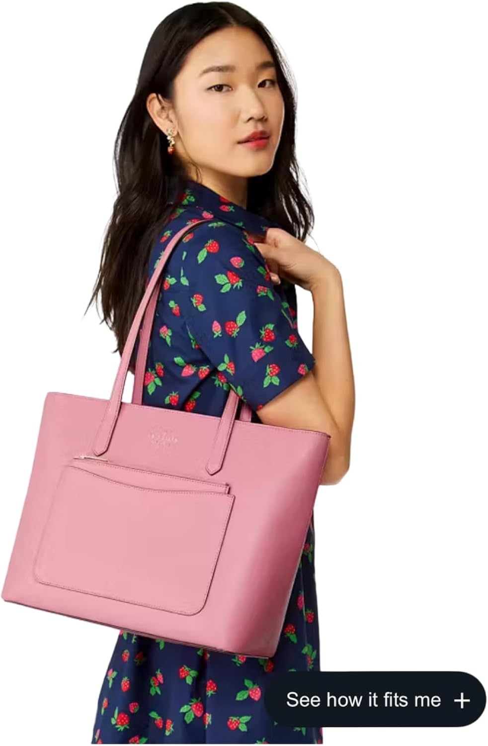 Kate Spade New York Staci Tote and Wristlet 3 Piece Set Blossom Pink Leather, Large