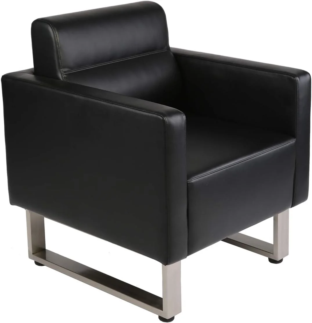 Office Guest Chairs Modern Waiting Room Office Reception Lobby Modern PU Leather Club Collection Occasional Chair Home Arm Chair Sofa Seat Furniture
