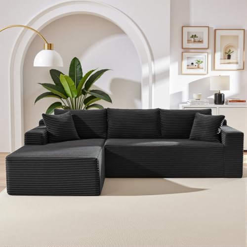 105 Inch Cloud Sectional Couch,Modern Modular Sectional Sofa with Deep Seat,Corduroy Boneless Couches with L-Shape Chaise for Living Room Bedroom