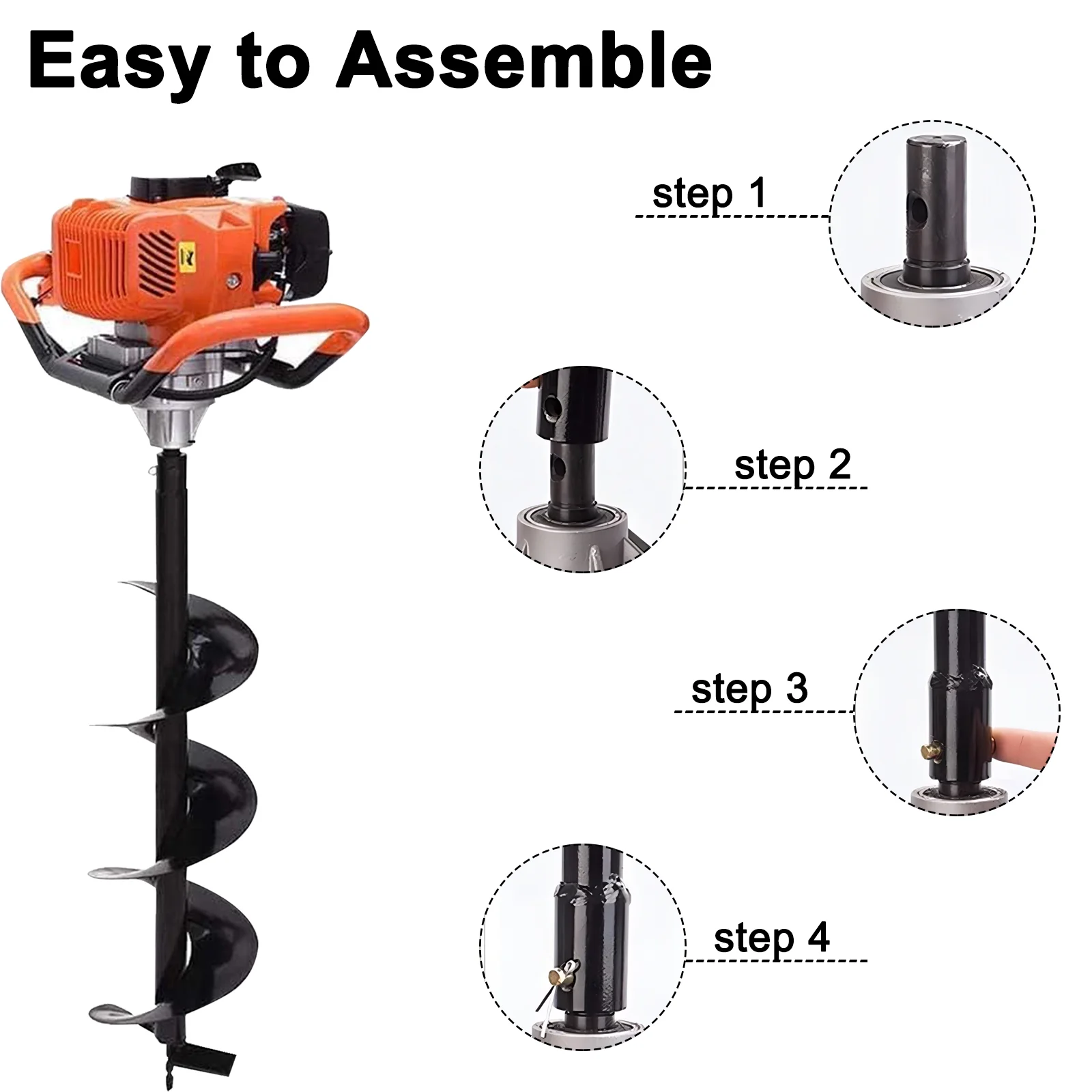 JSTUOKE 62cc 2100W Post Hole Digger 2 Stroke Petrol Gas Powered Earth Digger with 2 Auger Drill Bits ( 6" 10") + 2 Extension Rods for Farm Garden