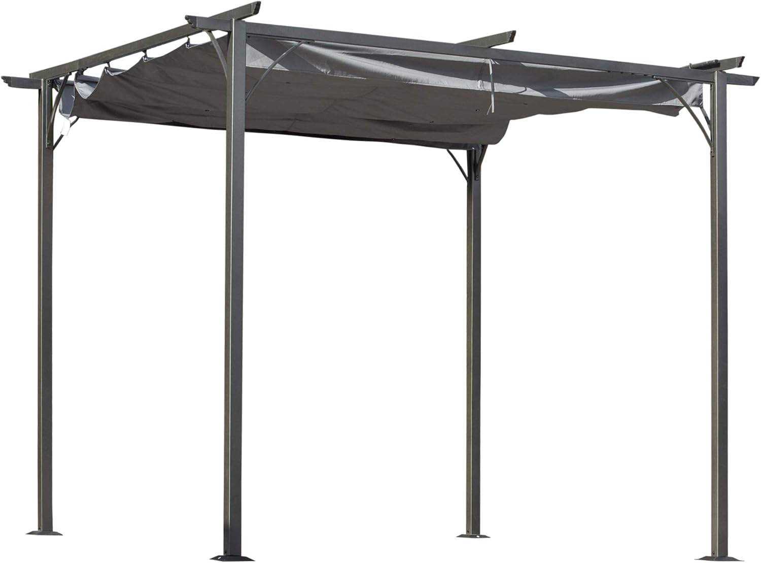 Outsunny 10’ x 10’ Retractable Patio Gazebo Pergola with UV Resistant Outdoor Canopy & Strong Steel Frame