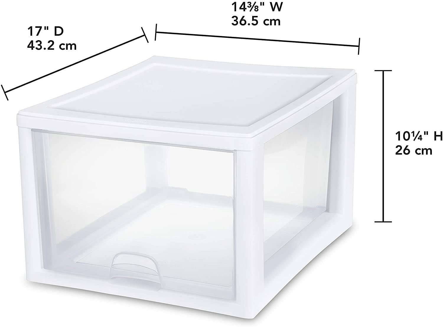 Sterilite, 27 Qt./26 L Stacking Drawer, White, Case of 4