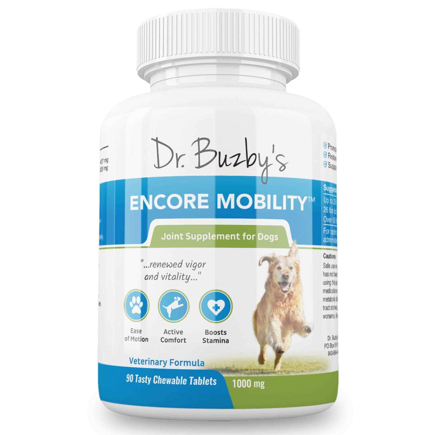 Dr. Buzby's Encore Mobility Hip &amp; Joint Supplement for Senior Dogs, 90 Chewable Tablets
