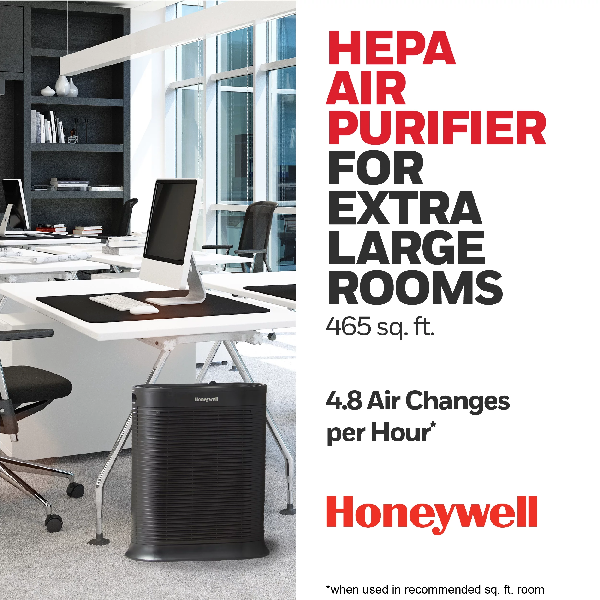 Honeywell Air Purifier, HPA300, 465 sq ft, HEPA Filter, Allergen, Smoke, Pollen, Dust Reducer