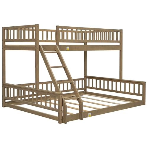 Ball & Cast Twin-Over-Twin Bunk Bed with Twin-Size Trundle and 3 Storage Stairs,Wood Bunkbed w/Full-Length Guardrails,Slat Support