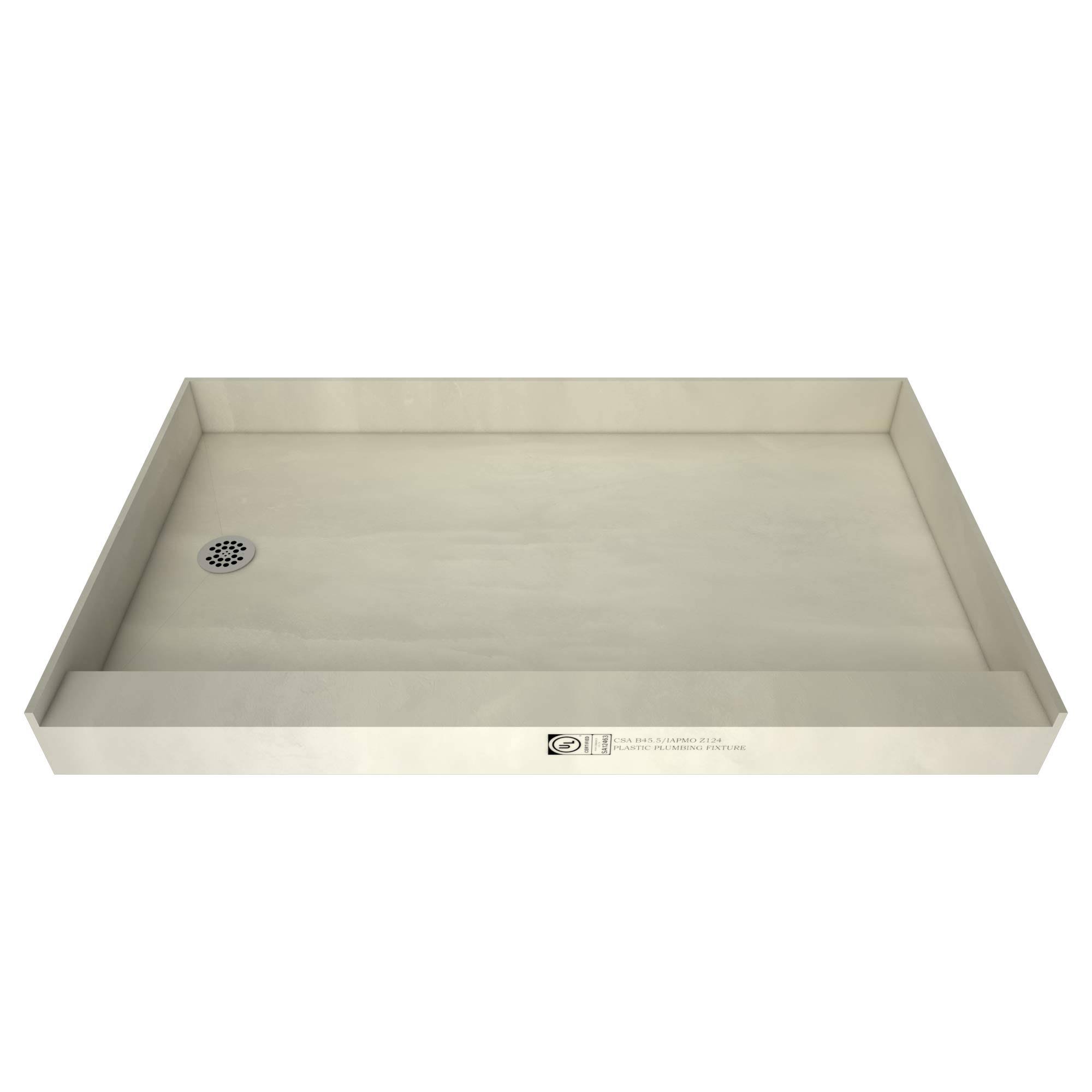 Tile Redi Single Curb Shower Pan,Left Drain 4260L-PVC, Black