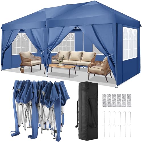 COBIZI Canopy 10x20 Pop Up Canopy Tent with 6 Sidewalls Party Tents for Parties Weddings Backyard Waterproof Canopy Outdoor Commercial Canopy Event